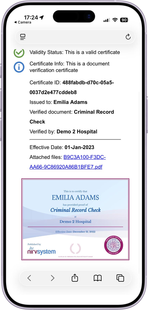 Certificate details and verification status